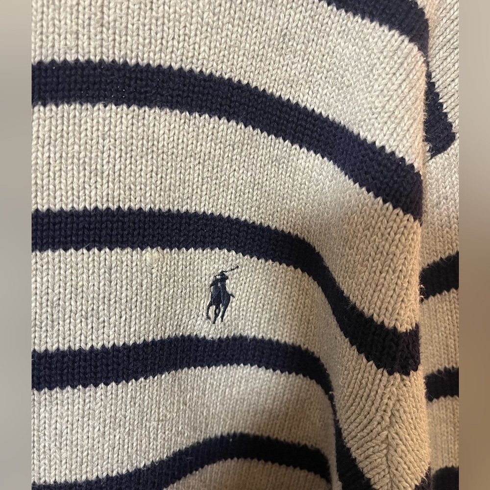 Polo Ralph Lauren Men's Cotton Crewneck Striped Sweater Navy Gray Prep Nautical - Picture 7 of 11
